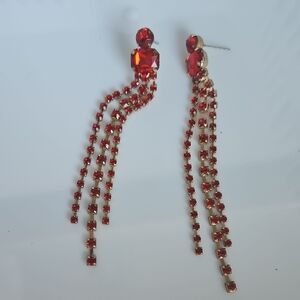 Elegant Red and Gold Dangle Earrings